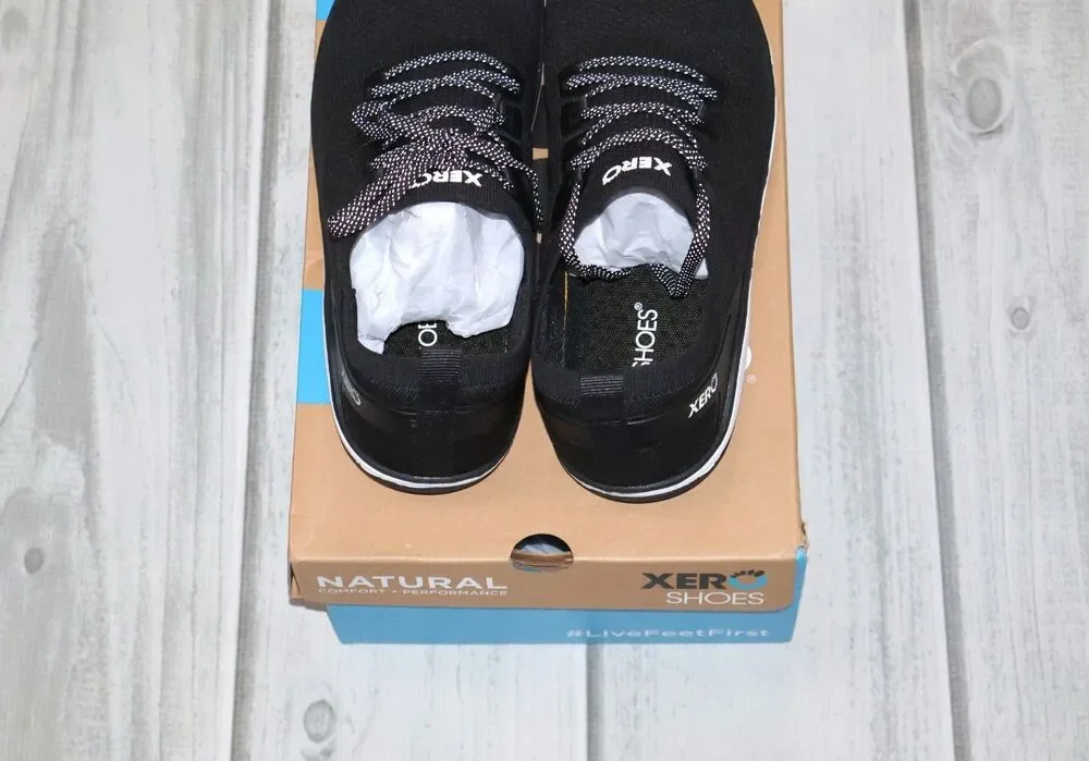 NEW Xero Shoes Nexus Knit Barefoot Athletic Sneakers Women's Black Low Top - 8.5